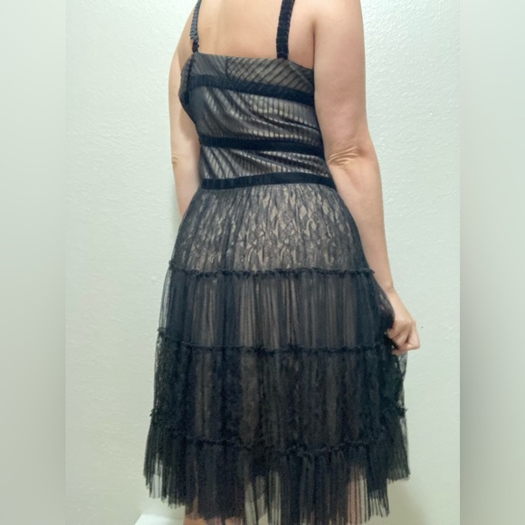 Vintage 1980s BCBGMaxAzria Black Midi Dress Size 10 Bewitched Boho Whimsigoth - Picture 8 of 8